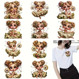 12 Pcs Adorable Dandelion Iron On Decals for Clothes Jeans Hats Bags T Shirts DIY Craft Supplies Heat Transfer Vinyl Stickers