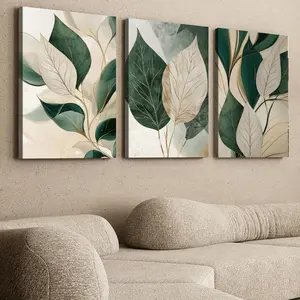 3pcs canvas paintings and posters Green Leaves Botanical Wall Art Art Deco Classic Modern Style