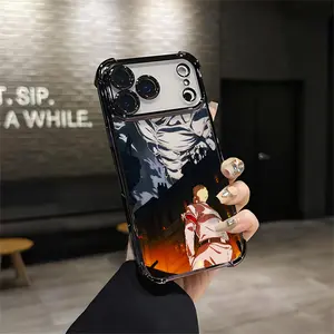 Attack on Titan Eren Yeager vs Titan Scene Shockproof Anime Action Phone Cover For iphone 17 16 15 14 13 12 11 X XS PRO PLUS MAX AIR Four CornersAnti-Fall Transparent Casual Soft Silicone PhoneCases Perfect Gift wild pattern high-end fashion Q50