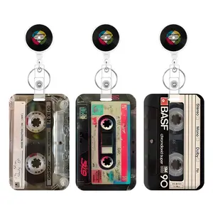 3-piece set heavy-duty badge clips with retractable reels, vintage-style tape retractable ID card holder, with clip for teachers, nurses, colleagues, gift key card holder