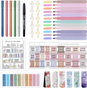 41pcs Bible Study Supplies Journaling Kit for Women,Bible Journaling Supplies with Pastel Highlighters and Tabs,Pens,Tracker Sticker,Sticky Notes, Bookmarks,Cross Clips,Christian Gifts