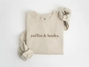 Coffee & Books Sweatshirt, Cute Book Lover Crewneck, Cozy Book Club Shirt, Perfect Gift for Readers and Students