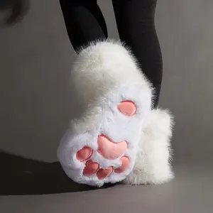 Paw Pad Slippers - Ultra Soft Plush Anti-Skid Slip-Ons with Hoof Detail, Warm Indoor Shoes for Men & Women, Perfect for Summer Air Conditioning, Cosplay & Parties, Indoor Comfort Shoes|   Playful Paw Design|  Footwear White