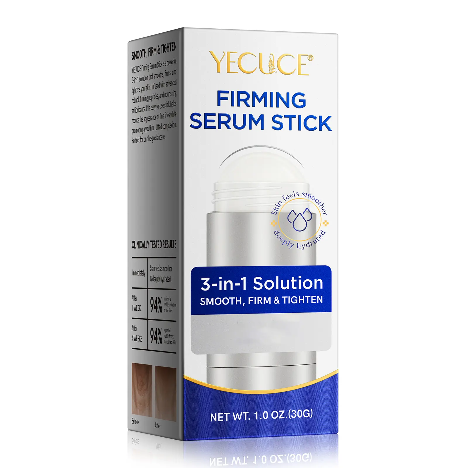 Yecuce 3-in-1 Firming Serum Stick - Moisturizer Cream for Face, Neck & Jawline, Hydrate, Soothe, Tighten, Repair Skin, All Skin Types Skincare (30G, Single Item) summerwins