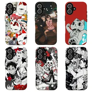 FL-Dandadannn Anime Lucky Cat Collage Phone Case, Dark Anime Trendy Kawaii Protective Cover For iPhone 11 12 13 14 15 16 17 Air Pro Max for Samsung S26 S25 S24 S23 S22 S21 Case,Gift for her/him