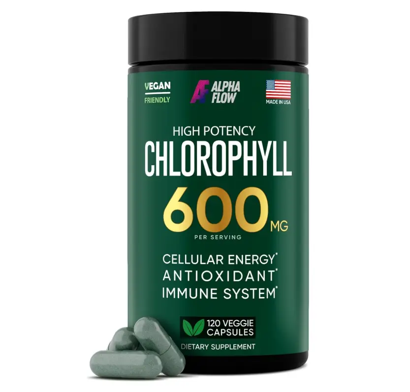 Chlorophyll Capsules 600 mg - Natural Chlorophyll Pills for Women & Men - Highly BioAvailable Chlorophyll Supplement for Energy, Immunity, Skin + Internal Deodorant