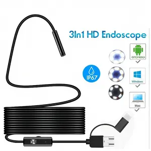 Car inspection endoscope detection camera, IP67 waterproof three-in-one USB pipe scope, suitable for sewers, pipes, HVAC systems, and engine inspections tools mechanics breathable honeycomb hole