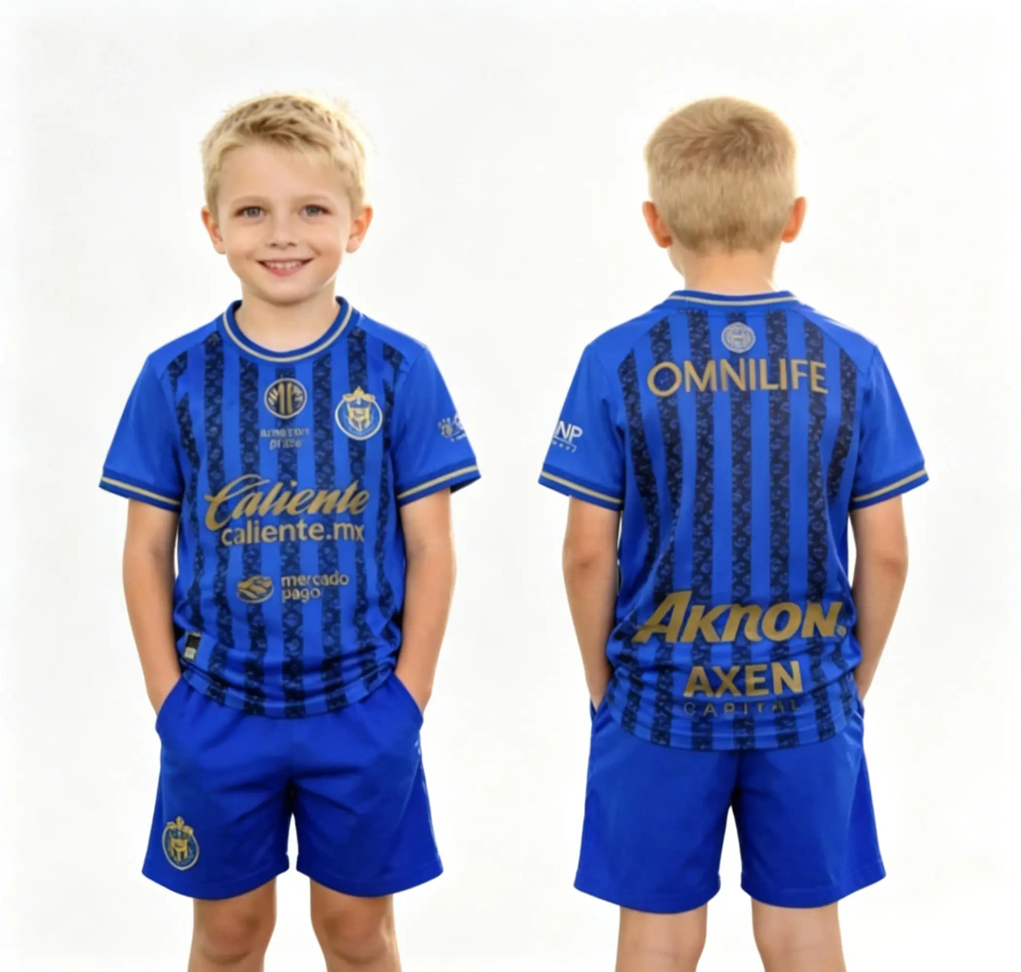 Kids' 2-Piece Breathable Jersey & Short Sleeve Athletic Soccer Training Kit, Blue 2026 SecondAway Professional Sports Set, Athletic Sets, Athletic Set, Soccer Jersey