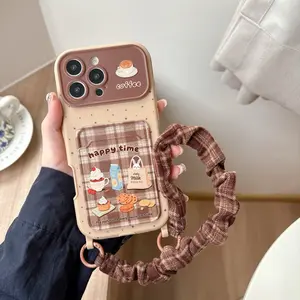 Plaid Dog Rabbit Phone Case Cover for iPhone 17-14 Series, Anti-Slip Protection, Includes Lanyard, Cute Design, Durable and Stylish, Smartphone Accessories, Casing