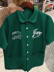 Men's Fashion Casual Commuter Short Sleeve Shirt, Pocket Design, Loose Fit, Versatile, Aesthetic, Suitable for Daily Commute, Outdoor Activities, School, Gifts