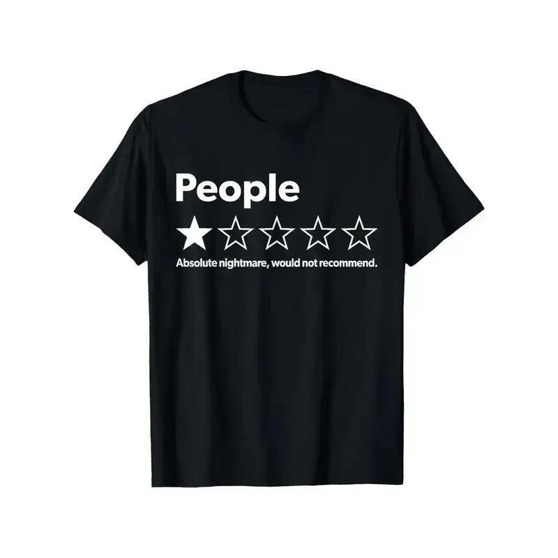Women's Classic Cotton Short-Sleeve Print T-Shirt - Sarcastic 1-Star Review Graphic Tee, Introvert Streetwear Casual Outfit, Shortsleeve, Round Neck