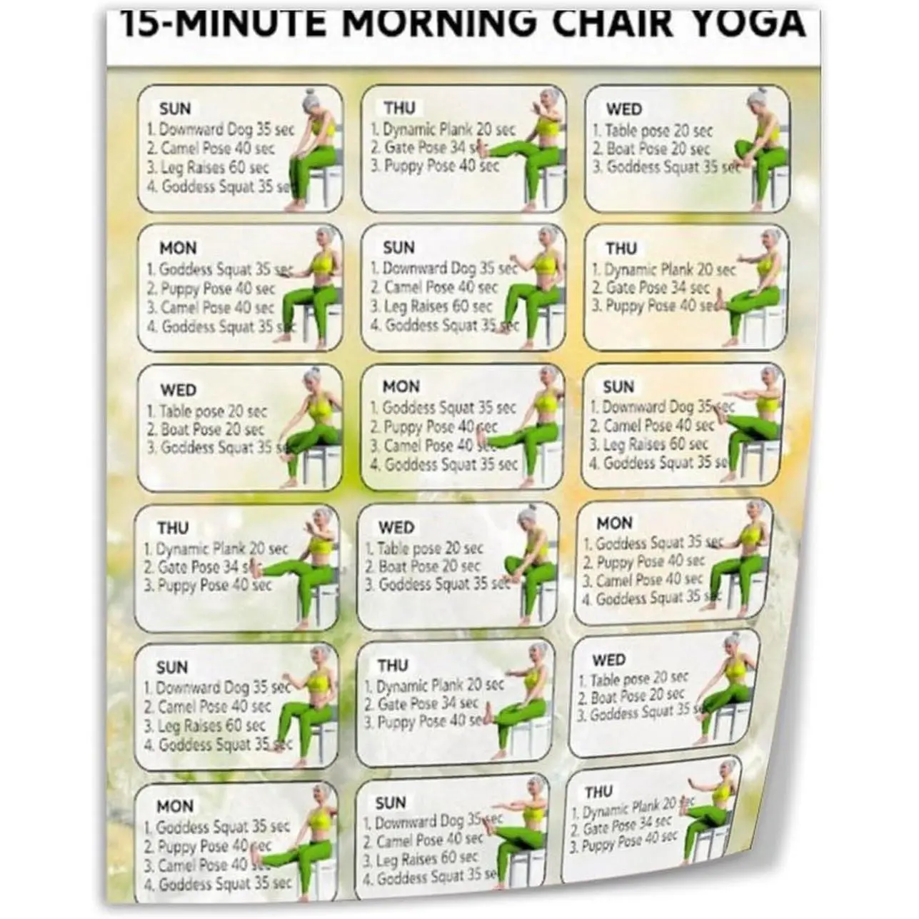 2-Pack Accurate Artistic Canvas Yoga Chart Wall Printing Posters - 8x10in (20x25cm) Unframed Home Decor for Living Room, Bedroom