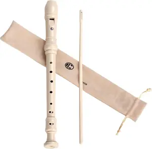 Soprano Recorder Instrument for &Student -  Fingering 8 Hole Flute ABS Descant Recorders for Beginners with Cleaning Rod and Bag, Beige