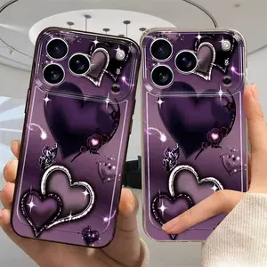 Luxurious Purple Heart Design Transparent Phone Case, suitable for Apple iPhone 17/16/15/14/13/12/11/X/XS/XS Max, drop-proof and scratch-resistant, a holiday gift for friends, family, and yourself