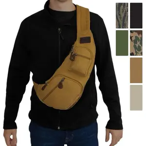ROTHCO Vintage Crossbody Canvas Sling Bag - Ergonomic Design, Adjustable Strap, 2L Capacity, 17x8x2 Inches, Water-Resistant, Leather Accents, Top Grade Canvas, Crossbody Travel Bags, Ware As Shoulder Bag, Backpack, Chest Pack, Hiking Bag, Camping Bags