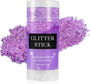 Purple Glitter Stick for Face, Body & Hair – Chunky Mermaid Glitter Makeup for Festivals, Raves, Concerts & Parties | 0.56 oz