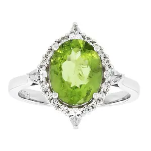 JTV Green Peridot Rhodium Over Sterling Silver Ring 2.46ctw