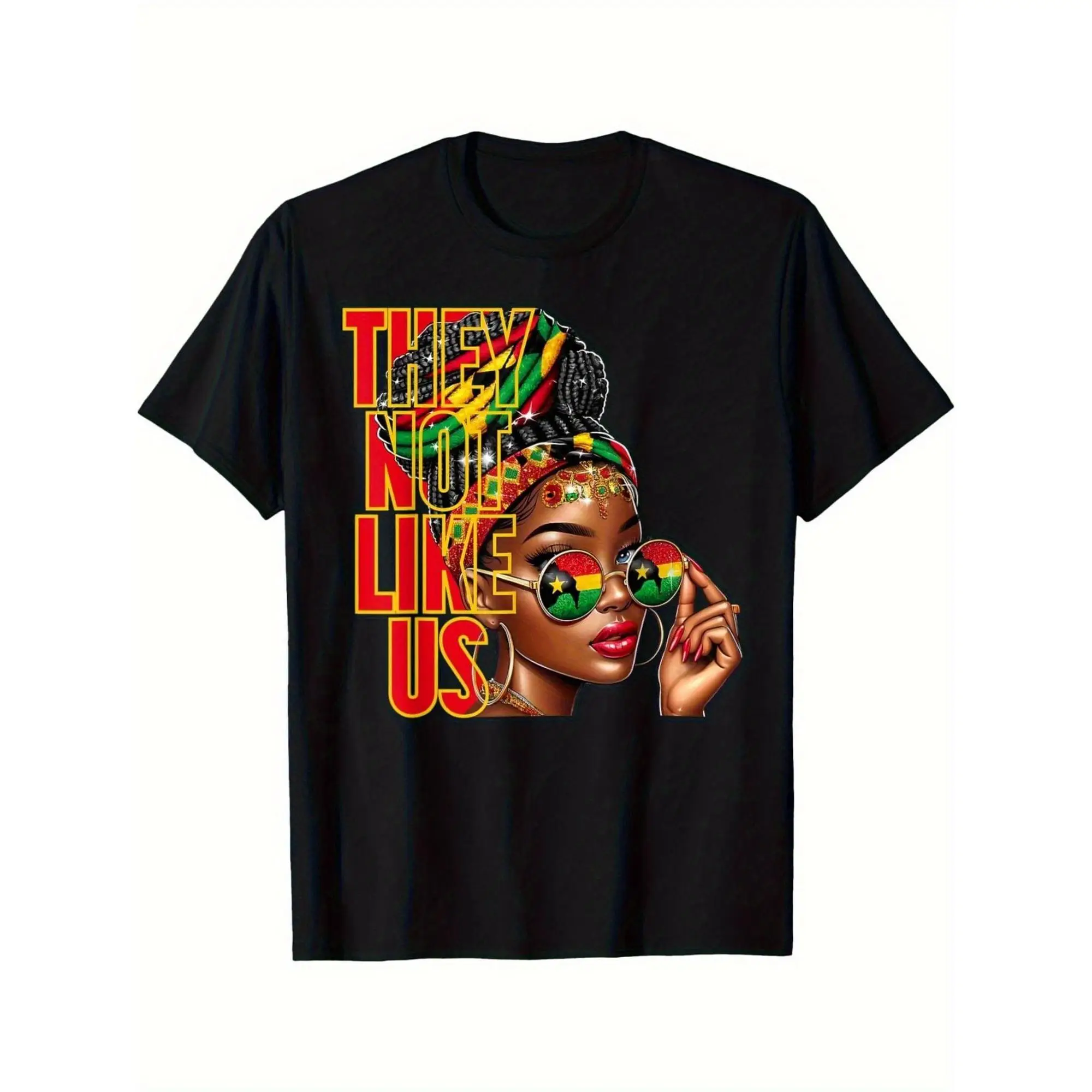 "They're Not Like Us" African American Freedom T-Shirt - 100% Cotton Bold Juneteenth Graphic T-Shirt in Vibrant Colors Crew Neck Short Sleeve Casual S