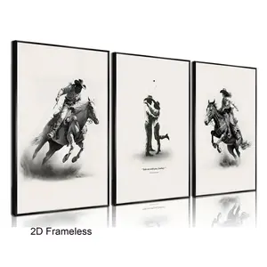 3-Piece Set, Western Cowboy Wall Art Set: A minimalist and romantic collection of cowboy couple posters, prints, and oil paintings—a mix-and-match Western-style wall decor set featuring high-quality, waterproof art pieces, frameless