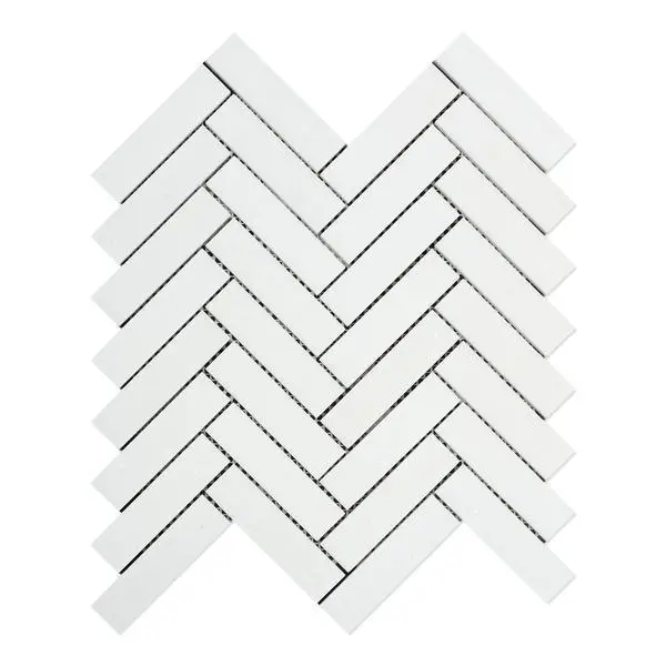 Thassos White Herringbone 1X4 Polished/Honed Marble Mosaic Tile Sample