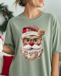 Faux Patch Trendy Santa Claus Comfort Colors, Cuter Preppy Tshirt