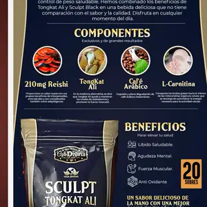 Café Divina Sculpt Tongkat Ali Performance Enhancing Coffee Infused with Reishi Sweetened with Monk Fruit 210mg Reishi Spores 20 Sachets