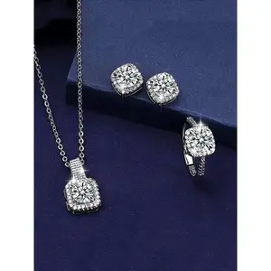 4pcs Exquisite Jewelry Set, Dazzling Synthetic Cubic Zirconia Jewelry Set, Gorgeous and Dazzling Design, Showcasing A Light Luxury and Elegant Style, Suitable for Daily and Party Wear, Exquisite Jewelry Perfect Gift Couple's Gift, Glamour Set