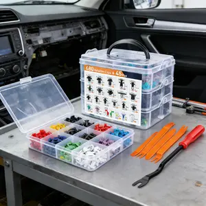 680PcsCar Retainer Clips & Fasteners Kit, 23 Most Popular Sizes Auto Push Pin, Nylon Bumper, Fender Rivets, Door Panel Clips, and Plastic Rivets with 10Cable Ties and Removal Tool, Fasteners Remover for Toyota GM Ford Honda Chevy