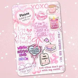 Pink Positive Affirmations Holographic Cardstock Clear Case Insert for Kindle | Romance Book Lover Gift | Bookish Stickers for Kindle | Kindle Decorating Accessories | Booktok Smartphone Aesthetic Cover
