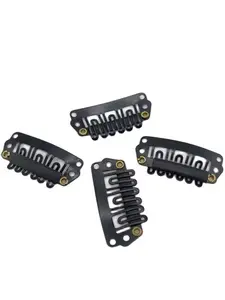 100 PCs 2.8cm 6 Teeth Carbon Steel Metal Snap Clips for Hair Extension Loop Style Wig Comb black hair Clip Hair Accessories