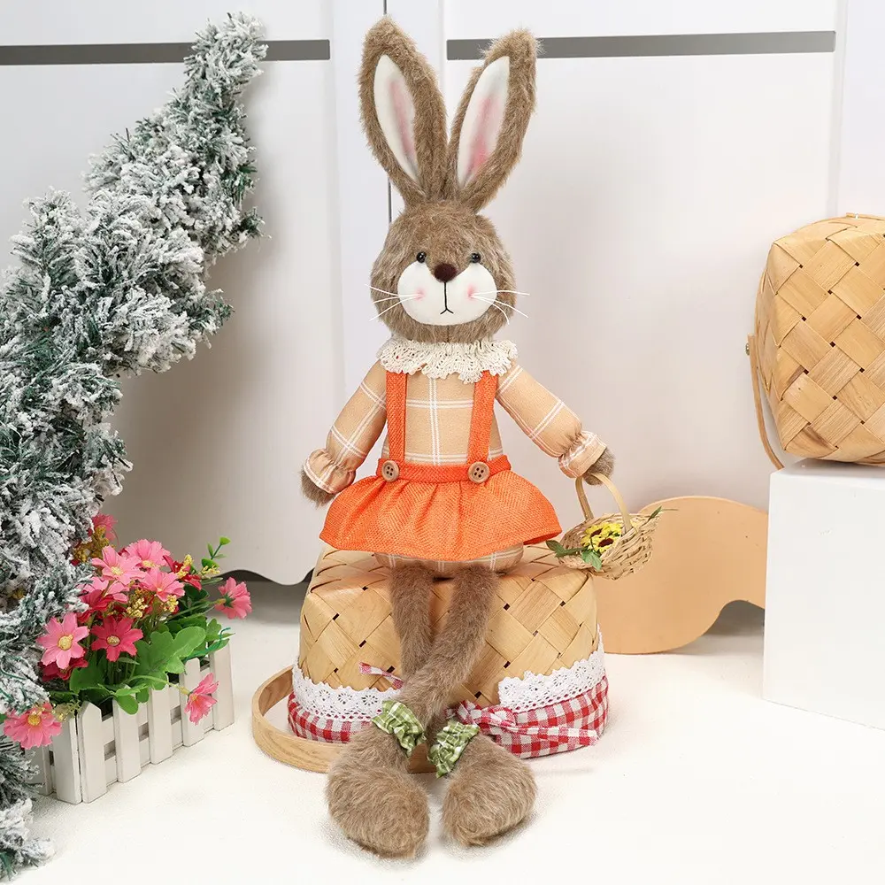 Handmade Fabric Bunny Ornament, Easter Rabbit Decorative Figurine, Multi-Scene Decoration Gift, Cute and Adorable Design