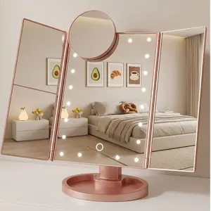 Makeup Mirror, Vanity Mirror with Lights, 2X/3X/10X Magnification, Touch Control, Trifold, Dual Power Supply, Gifts Mothers Day for Mom,Gifts for Women, Wife, Girls,Dorm Room Essentials