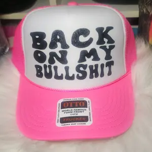 Otto Back on My Bullshit Trucker Hat - Adjustable Snapback Polyester Foam Front High Crown Golf Style Mesh Back, Pink
