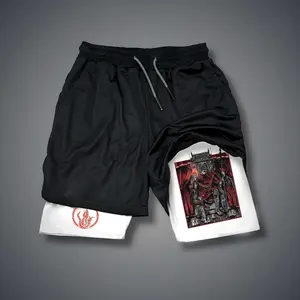 Elden Ring Game 80s 90s Double-Layer Sports Shorts Graphic Shorts Black Camo Streetwear Shorts Men Outfits Men Vacation Outfits Shorts