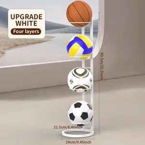 Standing Ball Storage Rack, Sturdy Multi-Layer Efficient Storage Ball Organizer for Basketball, Soccer, Volleyball, Sports Ball Holder, Balls Organizer, Standing Ball Storage Stand