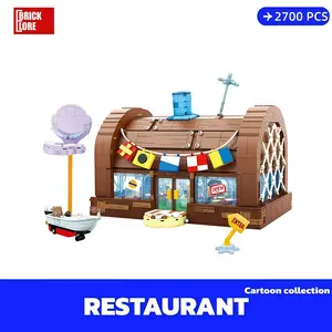 [BrickLORE](SHIP FREE)Restaurant Cartoon Submarine With Light+Figure,2700+PCS Dollhouse Set Kids Fans And Adults Gift Play With Mini Figs