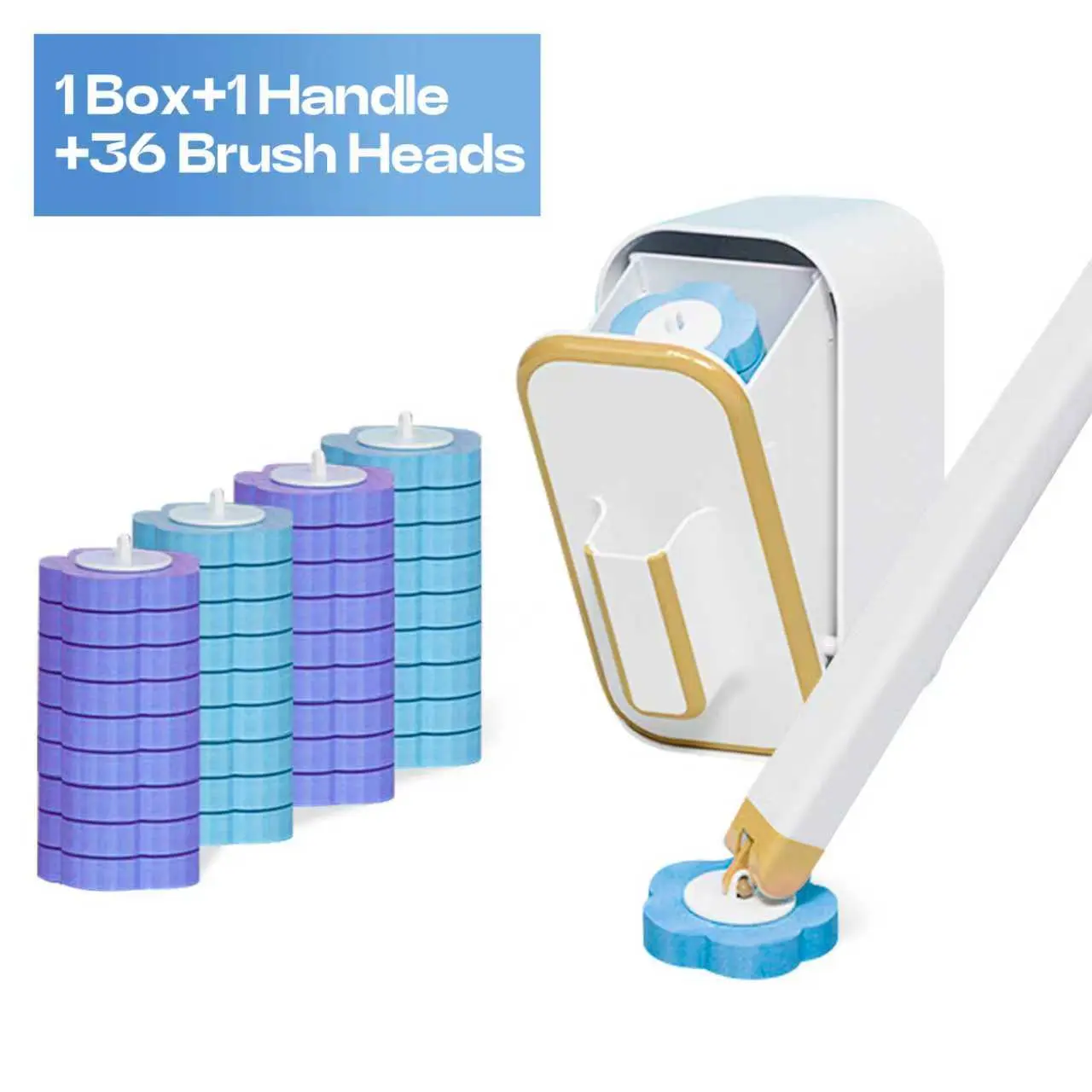 Luxury Wall-Mounted Toilet Brush Cleaning Set | 36 Ocean & Lavender Disposable Refills