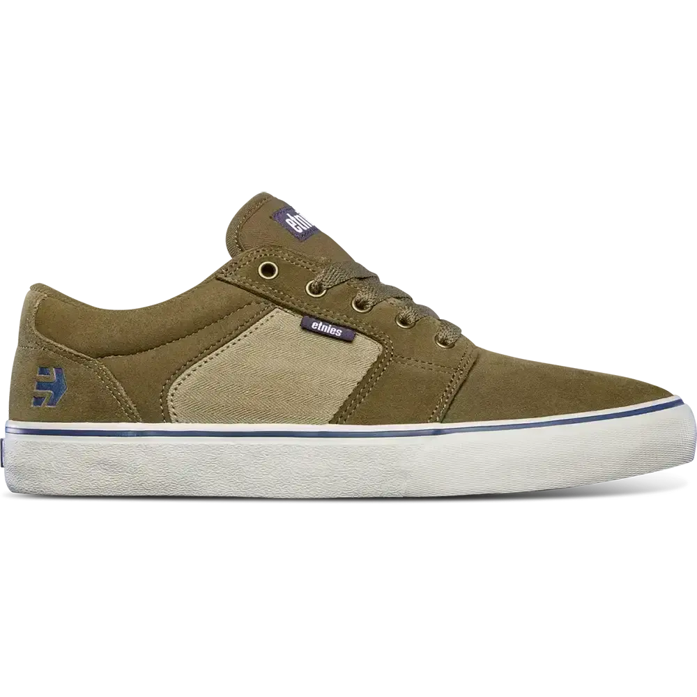 ETNIES Barge LS Skate Shoes - STI Comfort Level 1 Insole, Heathy Armored Collar, Slim Vulcanized Style, Suede Canvas Material, Sports Shoes, Rubber, Casual, Round Toe, Skate Style, Low Top, Lace-Up, All Seasons, Closed Toe