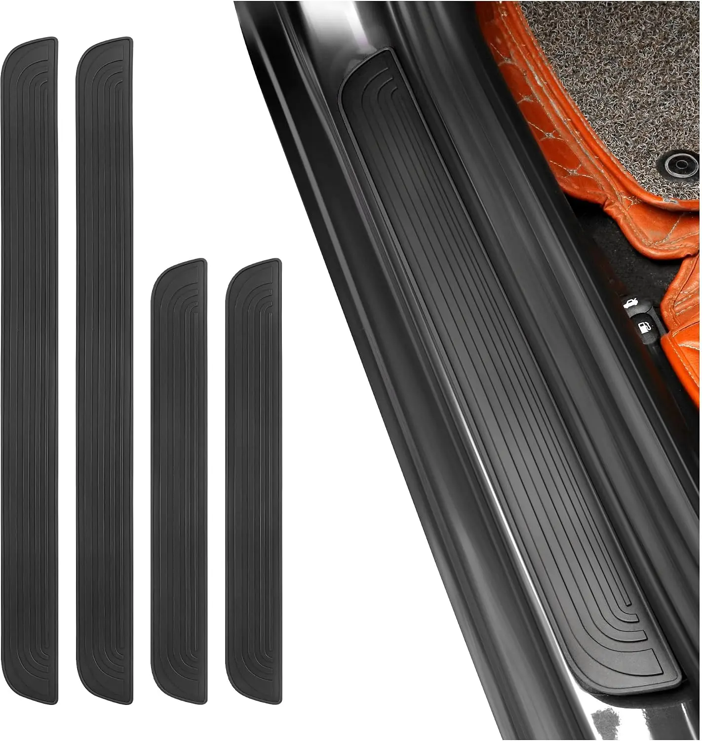 4PCS Car Door Sill Protector,Anti-Scratch & Waterproof Car Door Sills Scratch Protection,Universal Car Exterior Accessories Automotive Door Entry Guard for Car,Truck,SUV (Black, Width 1.96")
