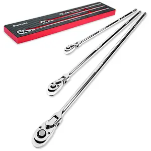 3PC Extra Long Flex Head Ratchet Set - 72-Tooth Socket Wrench, Quick Release Reversible Design, Chrome Alloy Flexible Shaft Tool Kits