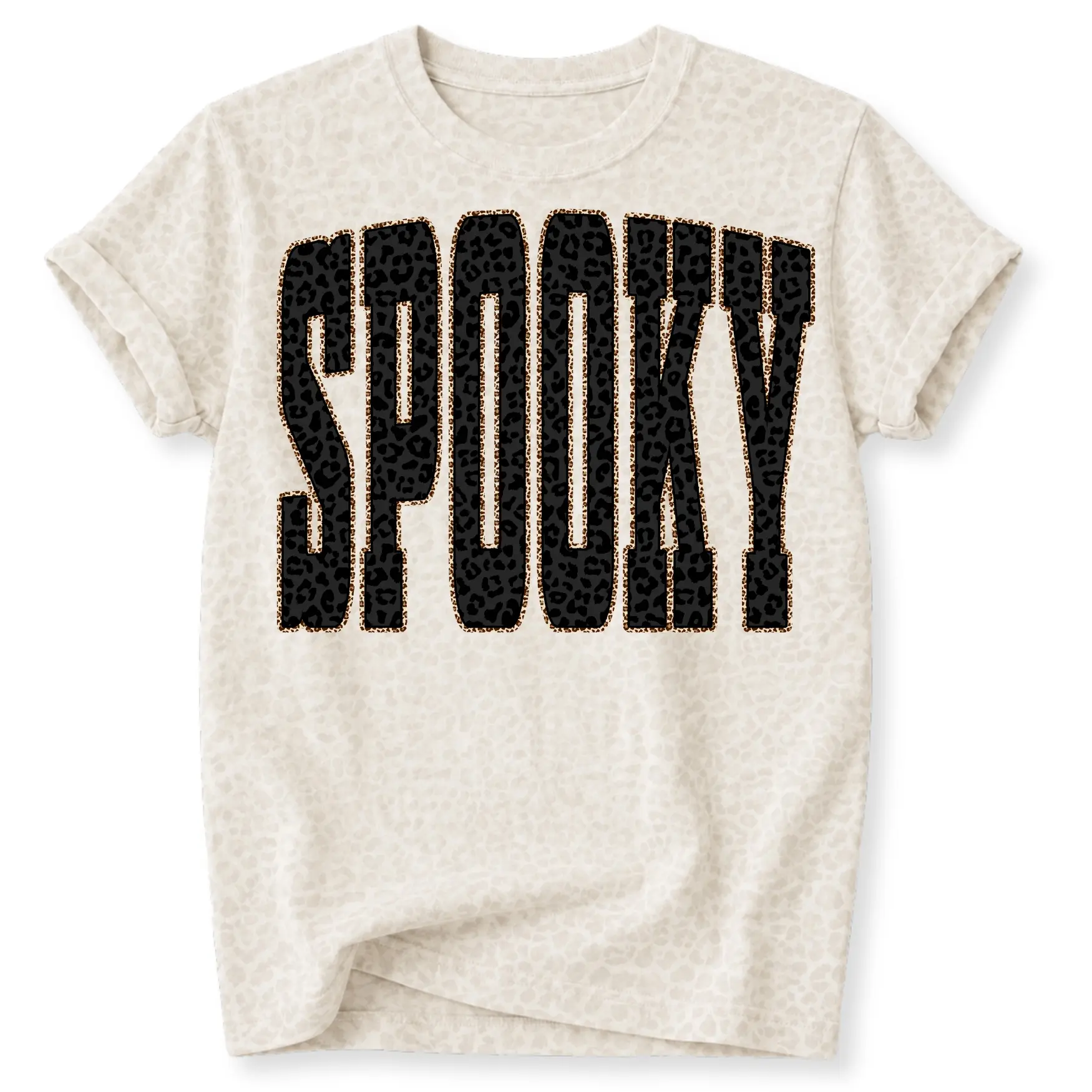Women's Cheetah Spooky Halloween Graphic Short-Sleeve Oversized Soft Fabric Top