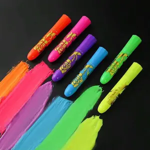 Glow in The Dark Face Paint Stick, 1 Set 10 Colors UV Light UV Reactive Face Body Paint Stick, Marker Pen, UV Facepaint for Cosplay Party, Party Supplies