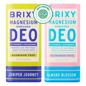 BRIXY Magnesium Enriched Deodorant With Skin Barrier Support, Ceramide & Niacinamide, Odor Control, Aluminum Free, Vegan, Plastic Free, EWG Verified, Lightly Scented (2 pack)