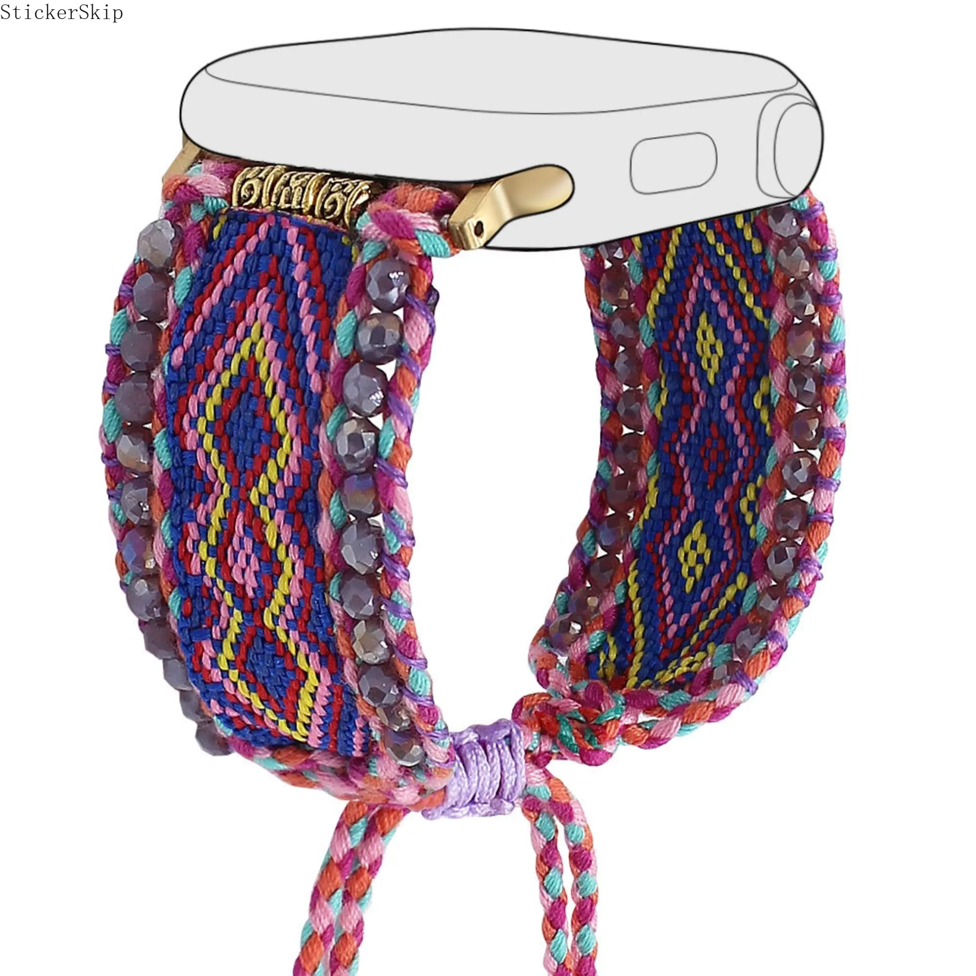 2026 Boho Handmade Woven Apple Watch Band 2-Pack – Ethnic Friendship Bracelet Strap for Women, Colorful Bohemian Wristband Fits 38–49mm (All Series & Ultra)