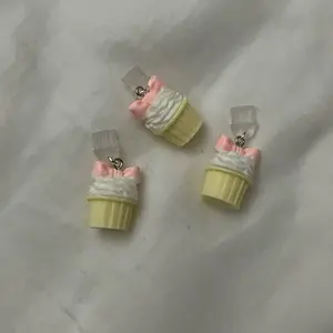cute white cupcake with pink bow kindle charm / cupcake kindle charm / kindle dust plug / kindle charm / USB C charm