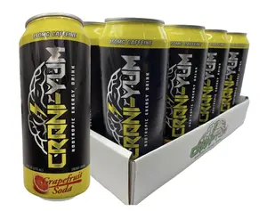 Crani-Yum Nootropic Energy Drink 12 Pack (Grapefruit Soda) 16oz - Energy & Focus, Sugar Free, No Artificial Colors, Lion's Mane, Alpha GPC, L-Theanine, Ginseng, Inositol