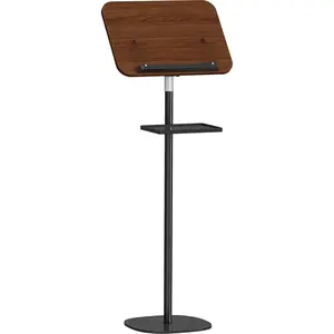 Lectern Podium Stand with Storage Tray, Height Adjustable Lectern Stand Mobile Podium, Portable Floor Standing Podium Lectern for Church, Weddings, Classroom, Speech