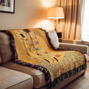 Kiss Pattern Bohemian Style Sofa Towel: Thick Soft, Yarn Woven Not Printed, Non Fading and Easy To Care, Can Be Used for Home Decoration Bed Chair Tapestry Tablecloth Floor Garden Picnic Travel Outdoor Camping Office Nap Soft Sofa Protector