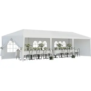 10'x30' Outdoor Party Wedding Tent Canopy Waterproof Camping Gazebo BBQ Shelter Pavilion Heavy Duty, 8 Removable Sidewalls (10x30)