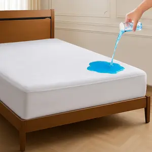 Lux Decor Terry Top Mattress Protector - Ultra Soft Quilted Elastic Fitted Noiseless Mattress Cover Upto 16 Inches Deep-Poly Cotton Material Slipcover